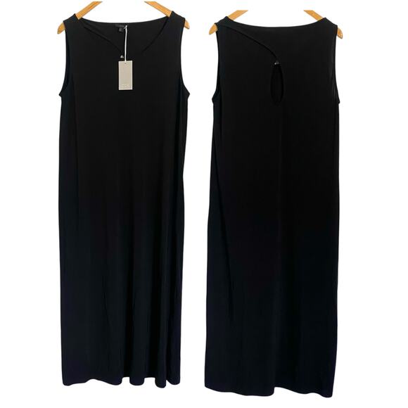 COS Round Neck Slip Dress Womens Size Medium Black Key Hole Minimalist Old money - Picture 1 of 8